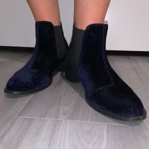 Park Ave Blue Velvet Chelsea Boots